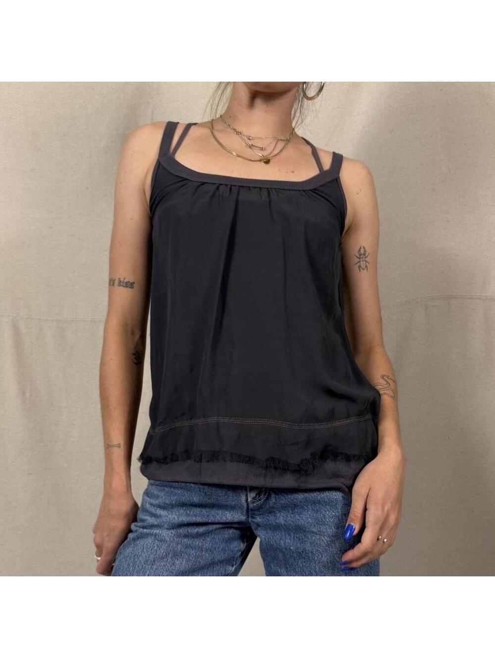 Ad Hoc le Collezioni 100% Silk Double Strap Tank – Size S